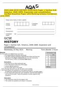 2024 AQA GCSE HISTORY 8145&sol;1A&sol;A Paper 1 Section A&sol;A&colon; America&comma; 1840&ndash;1895&colon; Expansion and consolidation&period; Verified Question Paper with Marking Scheme Combined&period; June 2024