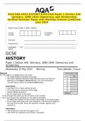 2024 AQA GCSE HISTORY 8145&sol;1A&sol;B Paper 1 Section A&sol;B&colon; Germany&comma; 1890&ndash;1945&colon; Democracy and dictatorship&period; Verified Question Paper with Marking Scheme Combined&period; June 2024