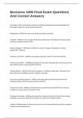 Business 1000 Final Exam Questions With Correct Assured Answers
