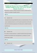 Healthcare Finance Test 2 Recent Questions with  Detailed Verified Answers and Correct Answers  Already Graded A&plus; 