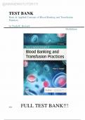 Test Bank for Basic and Applied Concepts of Blood Banking and Transfusion Practices 5th Edition by Howard&comma; Verified All Chapters 1-16&comma; Complete Newest Version
