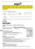 2024 AQA GCSE HISTORY 8145&sol;2A&sol;A Paper 2 Section A&sol;A&colon; Britain&colon; Health and the people&colon; c1000 to the present day&period; Verified Question Paper with Marking Scheme Combined&period; June 2024