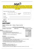 2024 AQA GCSE HISTORY 8145&sol;2A&sol;B Paper 2 Section A&sol;B&colon; Britain&colon; Power and the people&colon; c1170 to the present day&period; Verified Question Paper with Marking Scheme Combined&period; June 2024