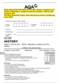 2024 AQA GCSE HISTORY 8145&sol;2A&sol;C Paper 2 Section A&sol;C&colon; Britain&colon; Migration&comma; empires and the people&colon; c790 to the present day&period; Verified Question Paper with Marking Scheme Combined&period; June 2024