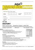 2024 AQA GCSE HISTORY 8145&sol;2B&sol;C Paper 2 Section B&sol;C&colon;&Tab;Elizabethan England&comma; c1568&ndash;1603&period; Verified Question Paper with Marking Scheme Combined&period; June 2024