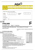 2024 AQA GCSE ITALIAN 8633&sol;LF Foundation Tier Paper 1 Listening&period; Verified Question Paper with Marking Scheme Combined&period; June 2024