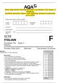 2024 AQA GCSE ITALIAN 8633&sol;RF Foundation Tier Paper 3 Reading&period; Verified Question Paper with Marking Scheme Combined&period; June 2024