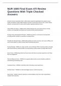 NUR 1000 Final Exam ATI Review Questions With Triple Checked Answers