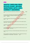 SOUTH CAROLINA REAL ESTATE EXAM  REVIEW QUESTIONS WITH 100&percnt; CORRECT ANSWERS&period;