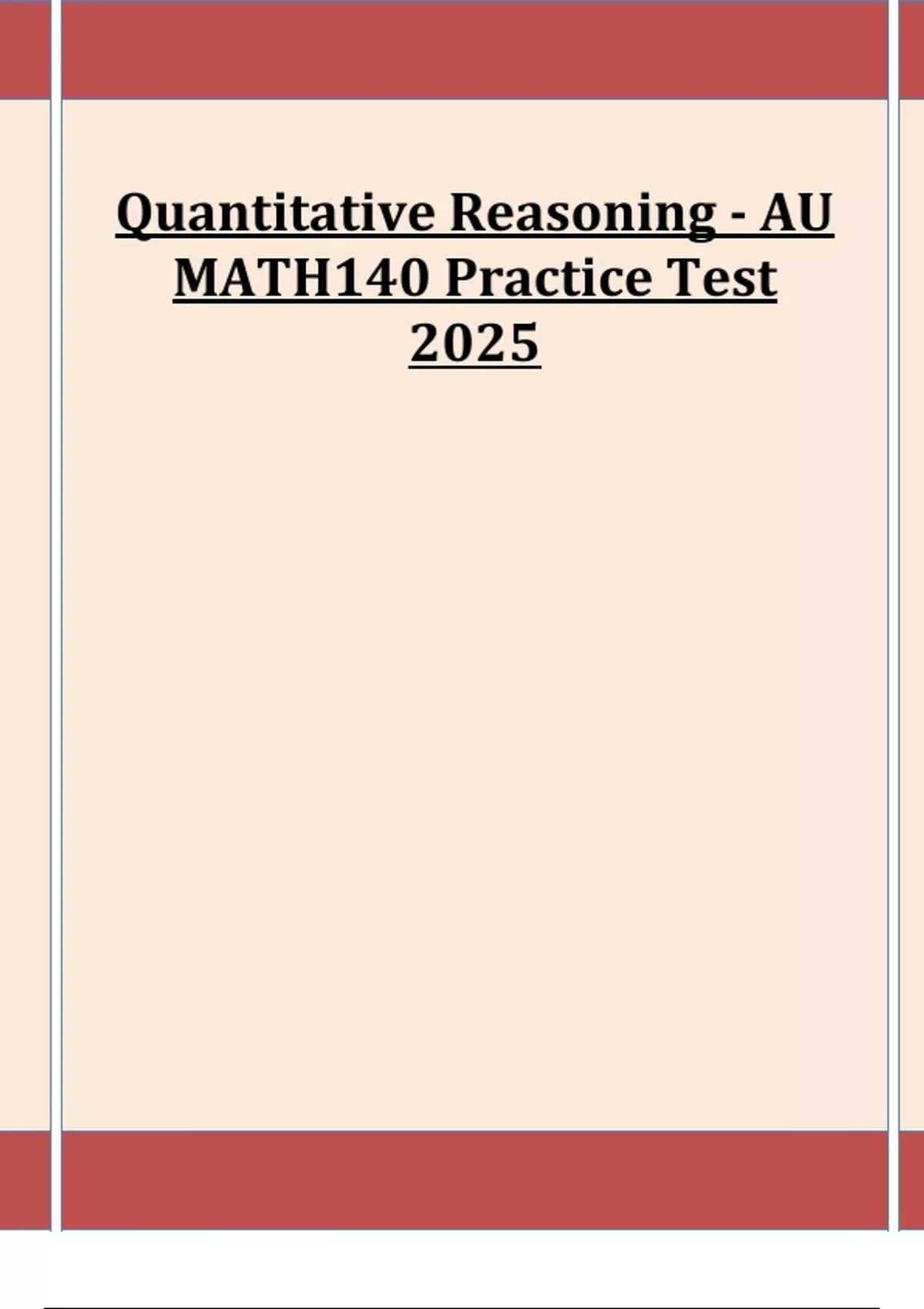 Quantitative Reasoning - AU MATH140 Practice Test 2025 - Quantitative ...
