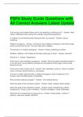 PSFA Study Guide Questions with All Correct Answers Latest Update 