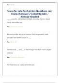 Texas Termite Technician Questions and  Correct Answers&sol; Latest Update &sol;  Already Graded