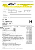 2024 AQA GCSE MATHEMATICS 8300&sol;3H Higher Tier Paper 3 Calculator&period; Verified Question Paper with Marking Scheme Combined&period; June 2024