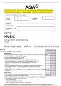 2024 AQA GCSE MUSIC 8271&sol;W Component 1 Understanding music&period; Verified Question Paper with Marking Scheme Combined&period; June 2024
