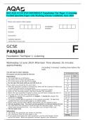 2024 AQA GCSE PANJABI 8683&sol;LF Foundation Tier Paper 1 Listening&period; Verified Question Paper with Marking Scheme Combined&period; June 2024