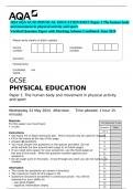2024 AQA GCSE PHYSICAL EDUCATION 8582&sol;1 Paper 1 The human body and movement in physical activity and sport&period; Verified Question Paper with Marking Scheme Combined&period; June 2024