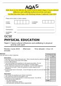 2024 AQA GCSE PHYSICAL EDUCATION 8582&sol;2 Paper 2 Socio-cultural influences and wellbeing in physical activity and sport&period; Verified Question Paper with Marking Scheme Combined&period; June 2024