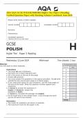 2024 AQA GCSE POLISH 8688&sol;RH Higher Tier Paper 3 Reading&period; Verified Question Paper with Marking Scheme Combined&period; June 2024