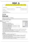 2024 AQA GCSE POLISH 8688&sol;WH Higher Tier Paper 4 Writing&period; Verified Question Paper with Marking Scheme Combined&period; June 2024