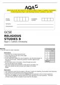 2024 AQA GCSE RELIGIOUS STUDIES B 8063&sol;1 Paper 1 Catholic Christianity&period; Verified Question Paper with Marking Scheme Combined&period; June 2024