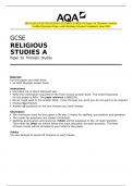2024 AQA GCSE RELIGIOUS STUDIES A 8062&sol;2A Paper 2A Thematic Studies&period; Verified Question Paper with Marking Scheme Combined&period; June 2024
