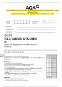2024 AQA GCSE RELIGIOUS STUDIES B 8063&sol;2B Paper 2B Perspectives on faith &lpar;textual studies&rpar;&period; Verified Question Paper with Marking Scheme Combined&period; June 2024