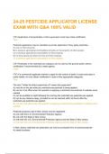 24-25 PESTCIDE APPLICATOR LICENSE  EXAM WITH Q&A 100&percnt; VALID 