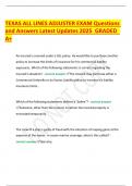 TEXAS ALL LINES ADJUSTER EXAM Questions and Answers Latest Updates 2025 GRADED A&plus;&period;