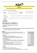 2024 AQA GCSE RELIGIOUS STUDIES B 8063&sol;2Y Paper 2Y Perspectives on faith &lpar;Judaism&rpar;&period; Verified Question Paper with Marking Scheme Combined&period; June 2024