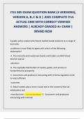 ITLS 305 EXAM QUESTION BANK &lpar;4 VERSIONS&rpar;&comma;  VERSION A&comma; B&comma; C & D &vert; 2025 COMPLETE ITLS  ACTUAL EXM WITH CORRECT VERIFIED  ANSWERS &vert; ALREADY GRADED A&plus; EXAM &vert;  BRAND NEW