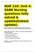 NUR 220 Unit 4 SANE Nursing questions fully solved & updated&lpar;latest update&rpar;