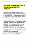 NUR 220 ATI Practice Exam A with complete verified solutions&period;