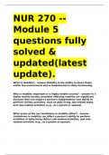 NUR 270 -- Module 5 questions fully solved & updated&lpar;latest update&rpar;&period;