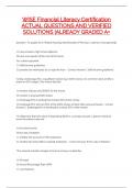 WISE Financial Literacy Certification ACTUAL QUESTIONS AND VERIFIED SOLUTIONS &vert;ALREADY GRADED A&plus;