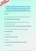 Oregon State Board Practice Exam&colon;  Laws & Rules Recent Questions and  Answers with Excellent Rationale