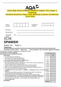 2024 AQA GCSE SPANISH 8698&sol;LH Higher Tier Paper 1 Listening Verified Question Paper with Marking Scheme Combined&period; June 2024