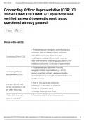 Contracting Officer Representative &lpar;COR&rpar; 101 2025&vert; COMPLETE EXAM SET &lpar;questions and verified answers&rpar;frequently most tested questions &vert; already passed&excl;&excl;