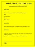  FINAL EXAM- LVN TERM 1 QUESTIONS AND ANSWERS 2025
