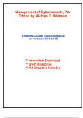 Solutions for Management of Cybersecurity&comma; 7th Edition by Whitman &lpar;All Chapters included&rpar;