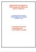 Solutions for Mathematics for Machine Technology&comma; 9th Edition by Peterson &lpar;All Chapters included&rpar;