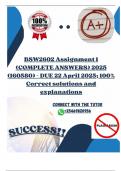 BSW2602 Assignment 1 &lpar;COMPLETE ANSWERS&rpar; 2025 &lpar;160580&rpar; - DUE 22 April 2025