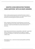 ASSISTED LIVING MEDICATION TRAINING EXAM QUESTIONS  WITH ACCURATE ANSWERS
