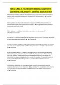 WGU C810 in Healthcare Data Management- Questions and Answers Verified 100&percnt; Correct