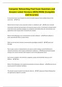 Computer Networking Final Exam Questions and Answers Latest Versions &lpar;2025&sol;2026&rpar; &lpar;Complete and Accurate&rpar;