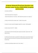 Computer Network&sol;&sol;Final Exam Questions and Answers Latest Versions &lpar;2025&sol;2026&rpar; &lpar;Complete and Accurate&rpar;