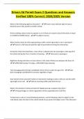 Drivers Ed Permit Exam 2 Questions and Answers Verified 100&percnt; Correct&vert; 2024&sol;2025 Version