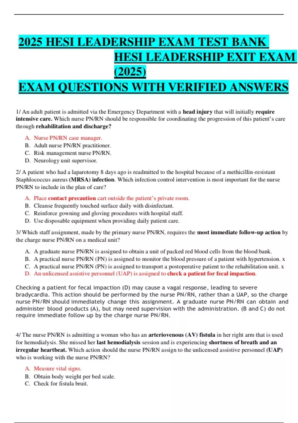 2025 HESI LEADERSHIP EXAM TEST BANK HESI LEADERSHIP EXIT EXAM (2025 ...