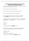 WASHINGTON STATE PORTION REAL ESTATE EXAM QUESTIONS AND VERIFIED ANSWERS
