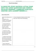 ILLINOIS PEL STUDY MATERIAL ACTUAL EXAM  WITH THE LATEST QUESTIONS AND CORRECT  DETAILED ANSWERS COMPLETE EXAM WITH  VERIFIED 100&percnt; ALREADY GEADED A&plus; 