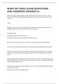 NURS 367 FINAL EXAM QUESTIONS AND ANSWERS GRADED A&plus;&period;